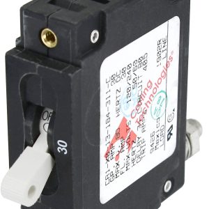 Blue Sea Systems Circuit Breaker, C-Series, 30 Amp/ 240 Volt AC/ 80 Volt DC, Manual Reset, White, Single Pole Magnetic Hydraulic Type – 7355-BSS