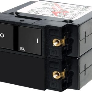 Blue Sea Systems Circuit Breaker, A Series, 15 Amps/ 120/ 240 Volt AC/ 32 Volt DC, Double Pole Magnetic Hydraulic Type – 7411-BSS
