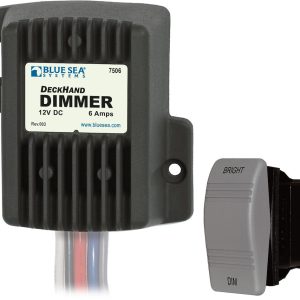 Blue Sea Systems Dimmer Switch, Deckhand ™, For Non-Regulated LED/ Incandescent/ Halogen Lights, 12 Volts, 12 Amps, Gray – 7507-BSS