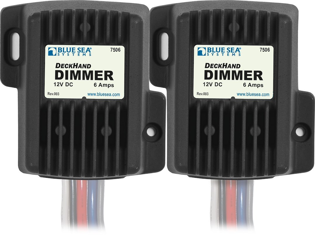 Blue Sea Systems Dimmer Switch, Deckhand ™, For Non-Regulated LED/ Incandescent/ Halogen Lights, 12 Volts, 12 Amps, Gray – 7507-BSS