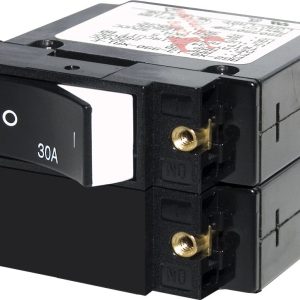 Blue Sea Systems Circuit Breaker, A Series, 30 Amps/ 120/ 240 Volt AC/ 32 Volt DC, Double Pole Magnetic Hydraulic Type – 7574-BSS