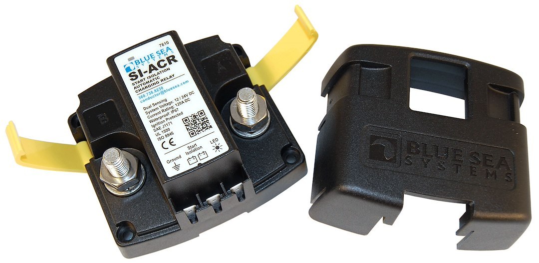 Blue Sea Systems Battery Voltage Sensing Relay, 12/24 Volts DC, 120 Amps Continuous/ 210 Amps Intermittent, 1/0 Awg Cable Size – 7610-BSS