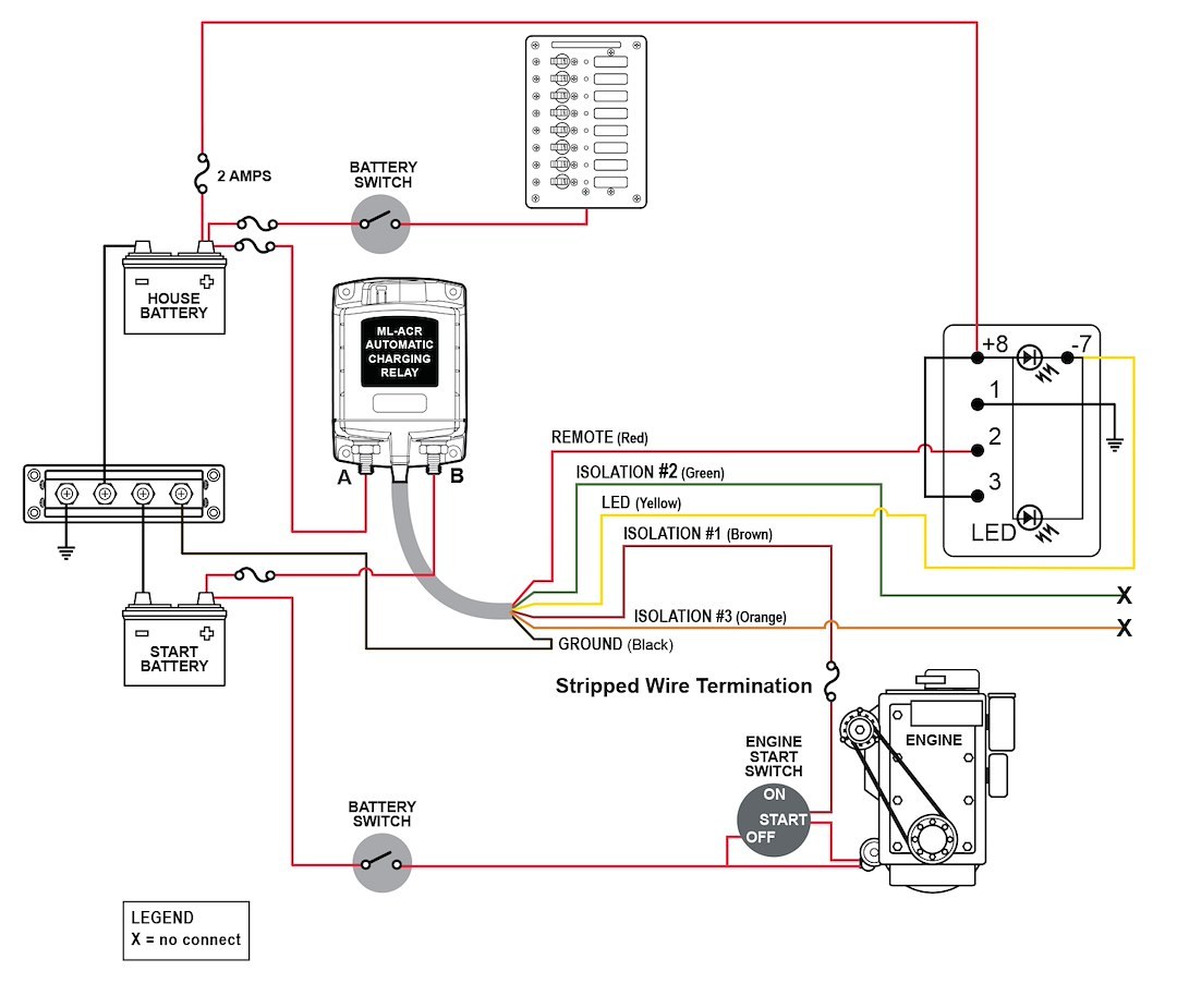 Blue Sea Systems Battery Voltage Sensing Relay, Ml Series, Tinned Wire Control Circuit Connection, 12 Volts DC – 7620-BSS