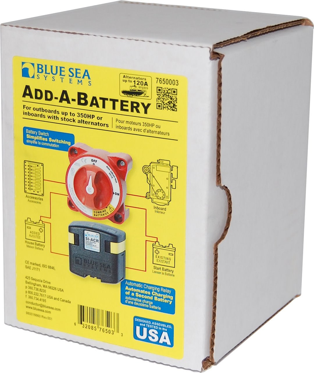 Blue Sea Systems Battery Isolator, Add-A-Battery Kit, Use IN 12/ 24 Volt Dual Battery Systems for Charging and Isolation Functions – 7650003-BSS