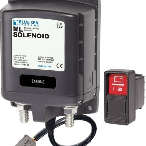 Blue Sea Systems Battery Disconnect Switch, 12 Volt DC, 500 Amp, Black, With Spdt Remote Control Contura Switch – On-On – 7718100-BSS