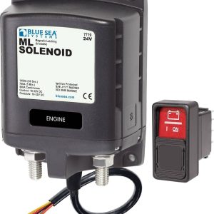 Blue Sea Systems Battery Disconnect Switch, 24 Volt DC, 500 Amp, Black, With Spdt Remote Control Contura Switch – On-On – 7719-BSS