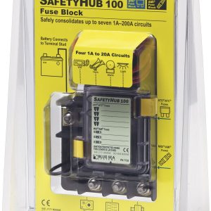Blue Sea Systems Fuse Block, Safetyhub, 32 Volt DC, 280 Ampere, Uses Ami®/ Midi®/ Ato®/ Atc® Fuse – 7725-BSS