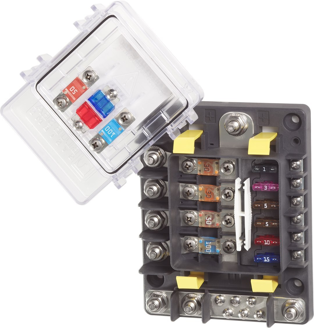 Blue Sea Systems Fuse Block, 32 Volts DC, 600 Amps, Uses Ami/ Midi/ Ato/ Atc Fuse – 7748-BSS