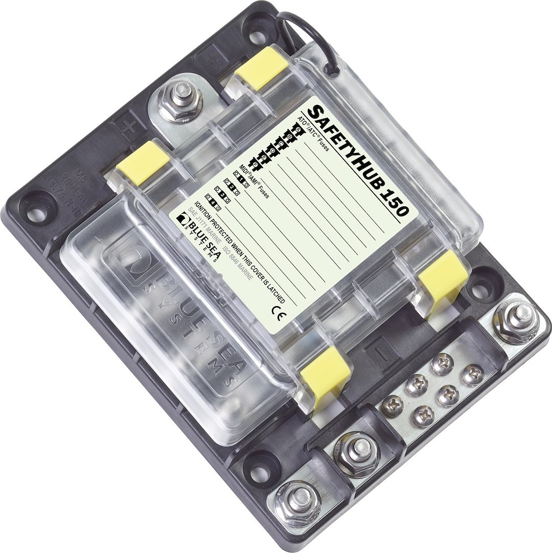 Blue Sea Systems Fuse Block, 32 Volts DC, 600 Amps, Uses Ami/ Midi/ Ato/ Atc Fuse – 7748-BSS