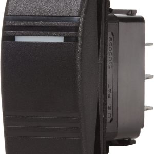Blue Sea Systems Multi Purpose Switch, Contura III, On-Off-On, Momentary, 20 Amps at 12 Volts/ 15 Amps at 24 Volts, Rocker Switch – 7945-BSS