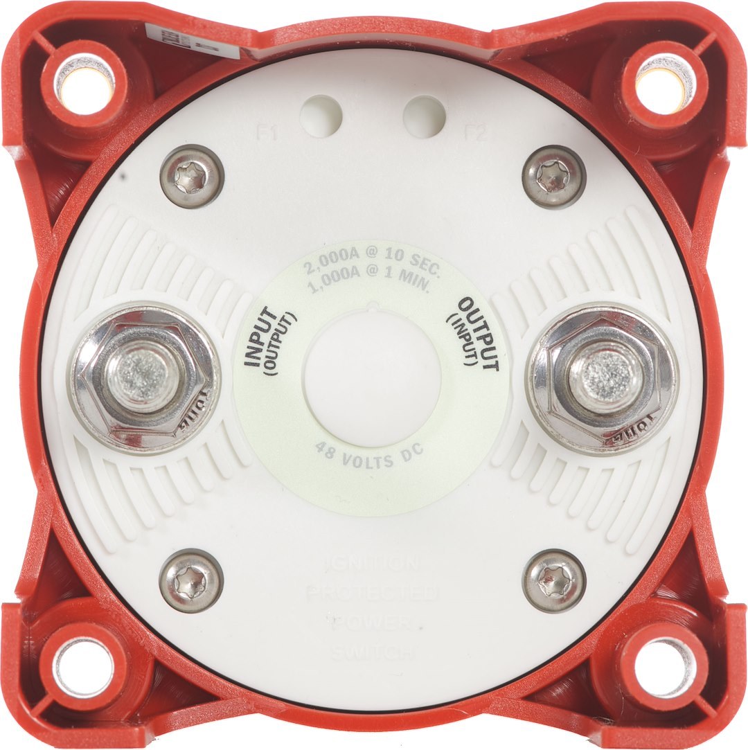 Blue Sea Systems Battery Disconnect Switch, 48 Volts DC, Single Circuit On-Off, 350 Amps, Red – 9003E-BSS
