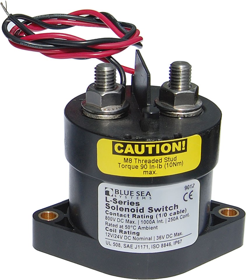 Blue Sea Systems Battery Disconnect Switch, L Series, 12/24 Volts DC, 450 Amps, Black, 5/16 Inch Stud – 9012-BSS
