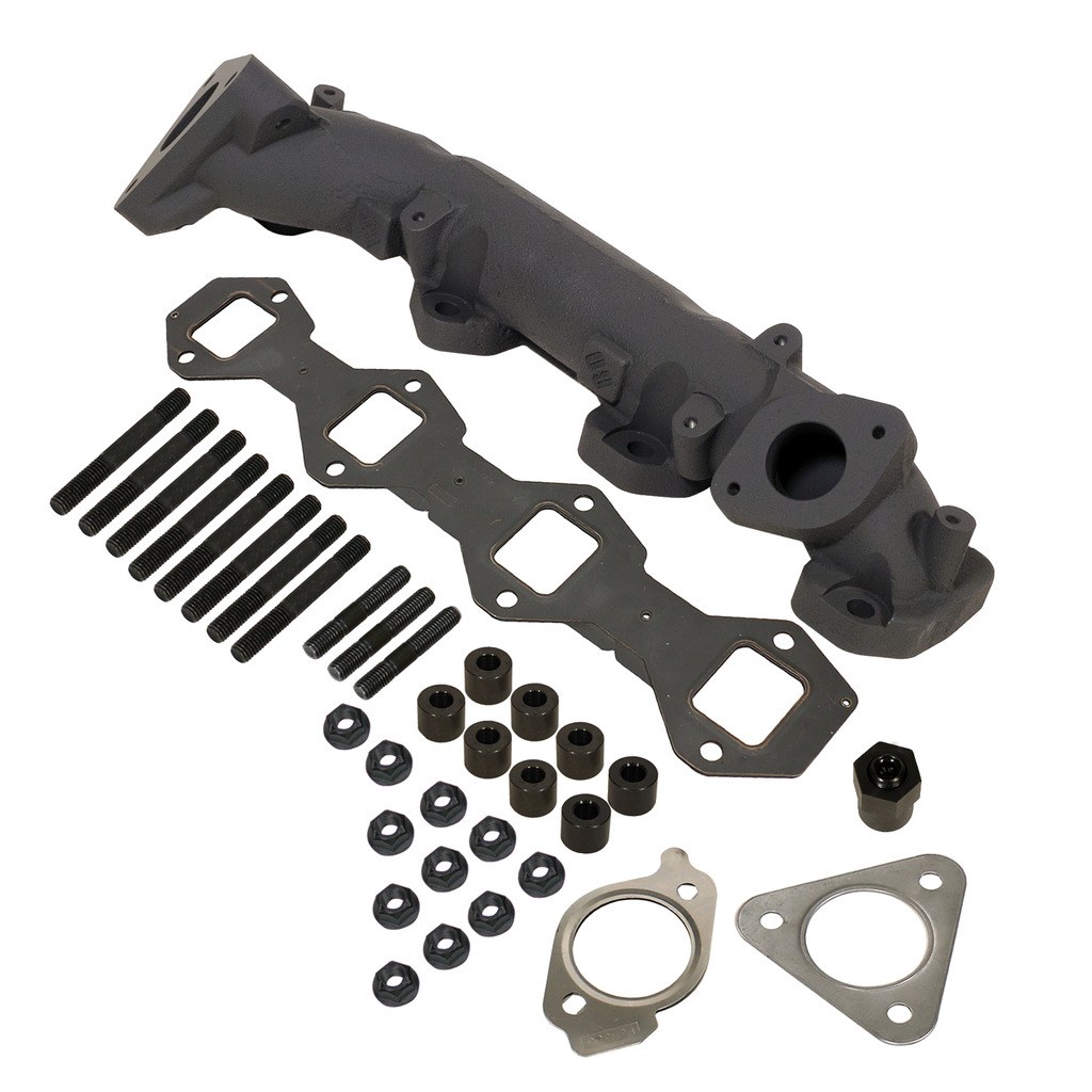 Bd Diesel Exhaust Manifold, High-Silicon Ductile Cast Iron, Gaskets Included, Includes Longer Exhaust Studs/ Spacers and Mounting Hardware – 1043009