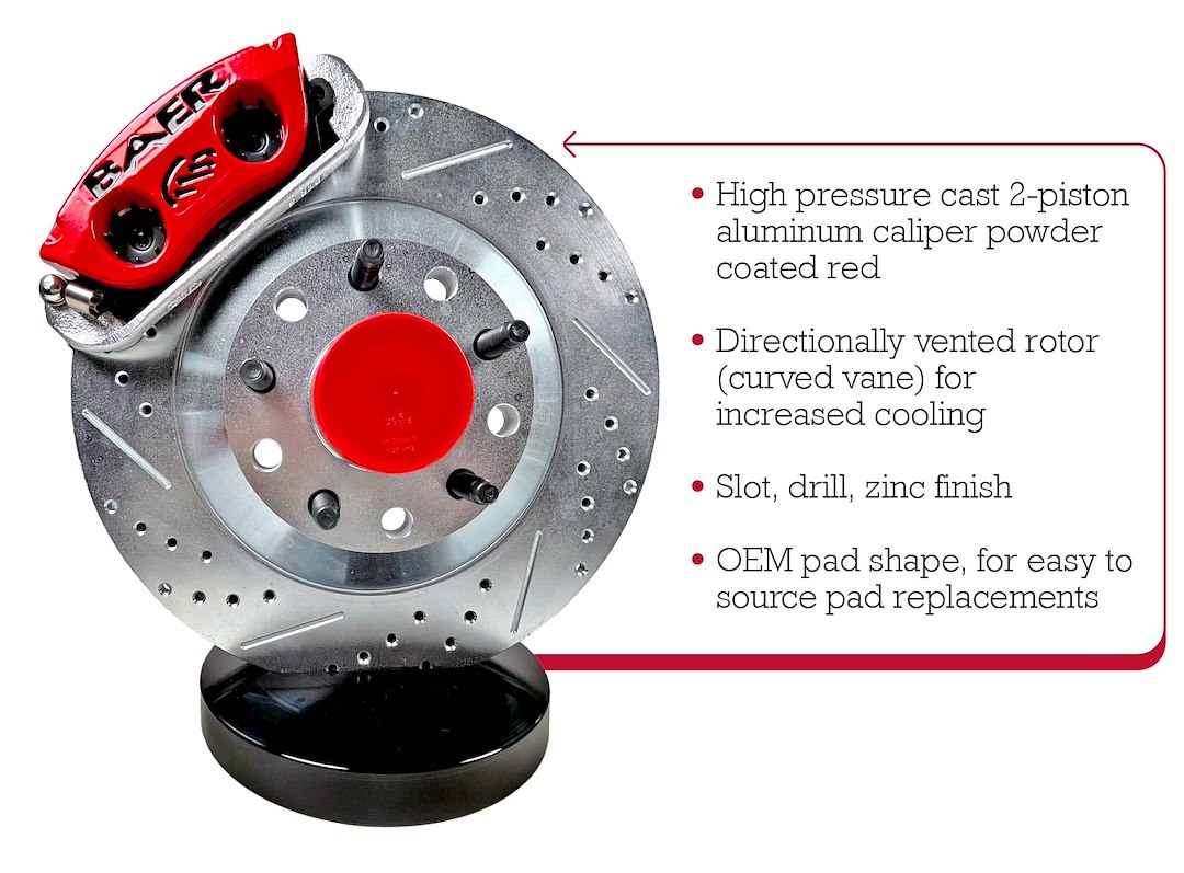 Baer Brakes Brake Conversion Kit, Classic, Drum to Disc Brake Conversion Kit, 13 Inch Slotted/ Drilled/ Vented Zinc Plated Rotor – 4301656R