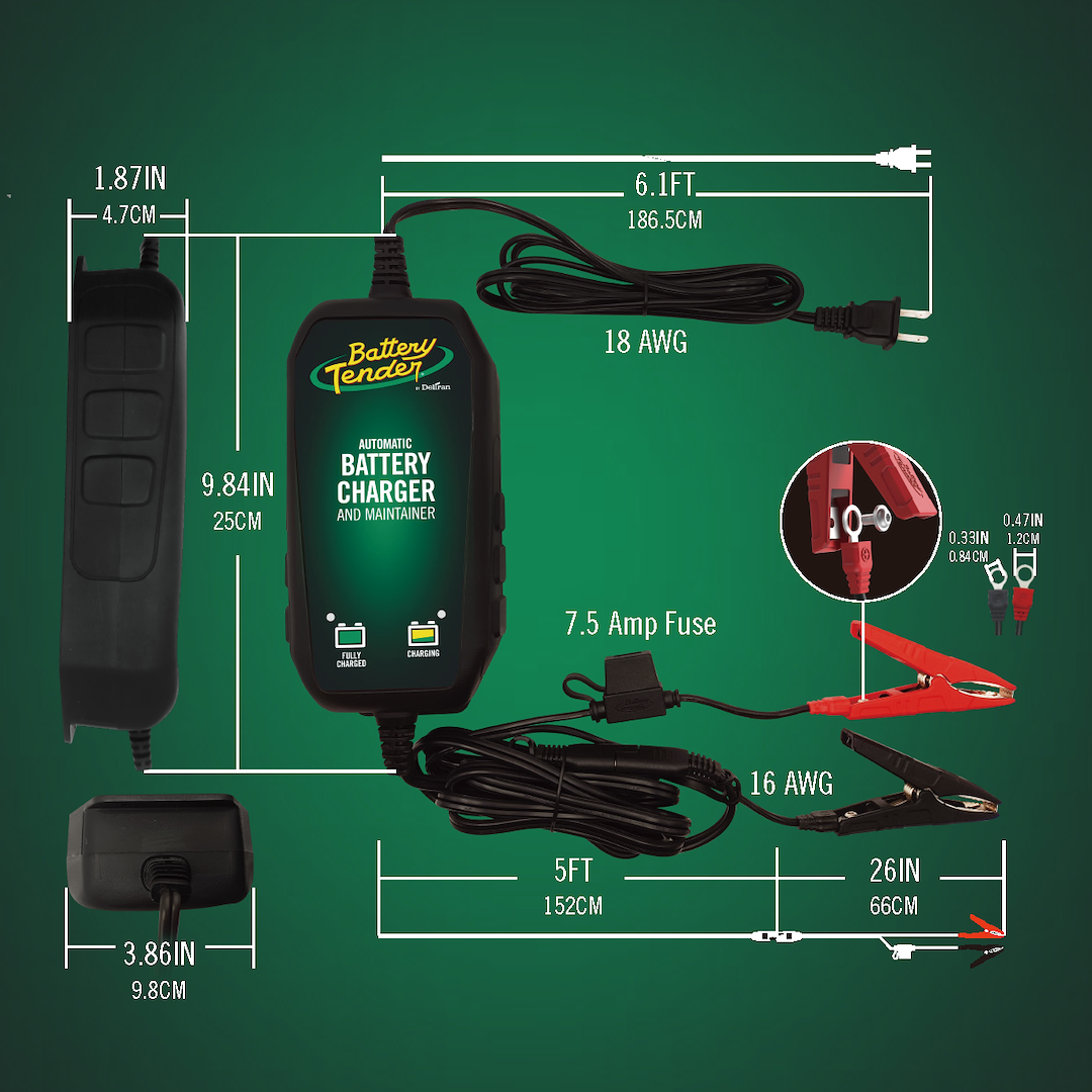 Battery Tend Battery Charger, Plus, For 6 Volt and 12 Volt Batteries, AGM/ Gel/ Flooded Lead-Acid Battery Type – 022-0211-DL-WH