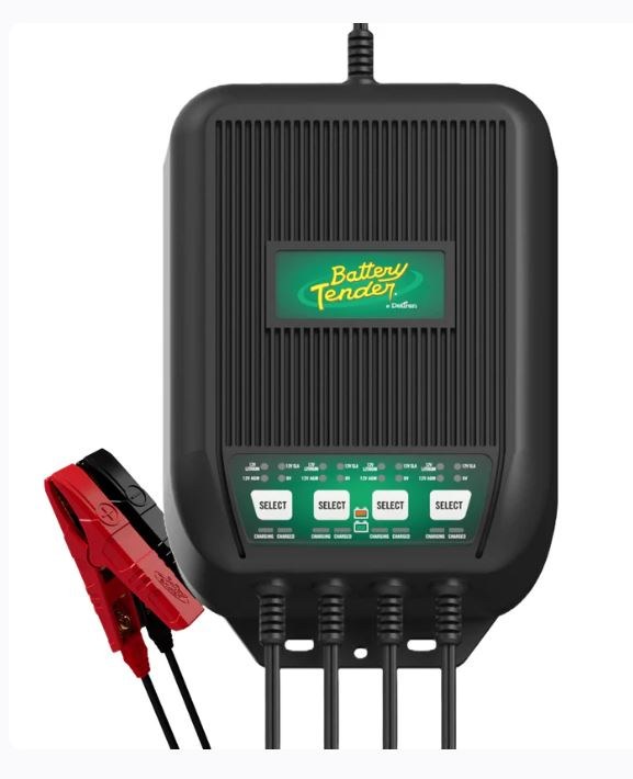 Battery Tend Battery Charger, For 6 Volt and 12 Volt Switchable Batteries, Automotive 4-BANK Charger – 022-1004-DL-WH