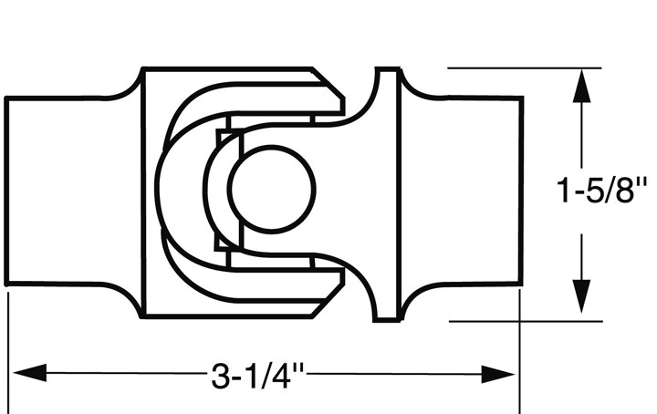 Borgeson Steering Shaft Universal Joint, 3/4 Inch Dd X 3/4 Inch Smooth Bore, Steel, Single – 014964