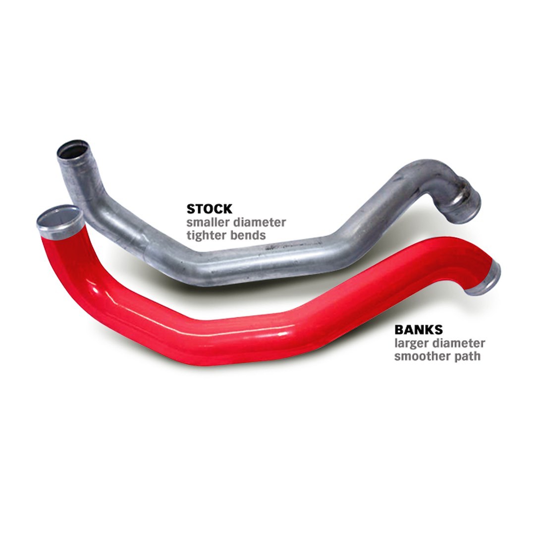 Banks Turbocharger Intercooler Pipe, Monster ®, 3 Inch Diameter Driver Side Tube, Powder Coated, Gray, Steel, Includes Coupler and Hose Clamp – 25936