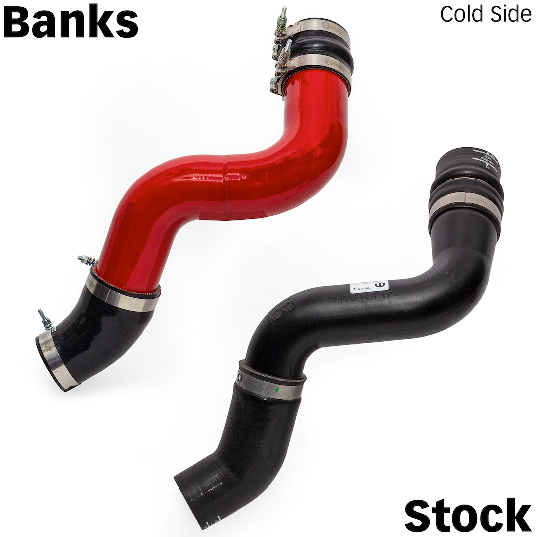 Banks Turbocharger Intercooler Pipe, Monster ®, 3-1/2 Inch Diameter, Powder Coated, Red, Aluminized Steel – 26006-PC
