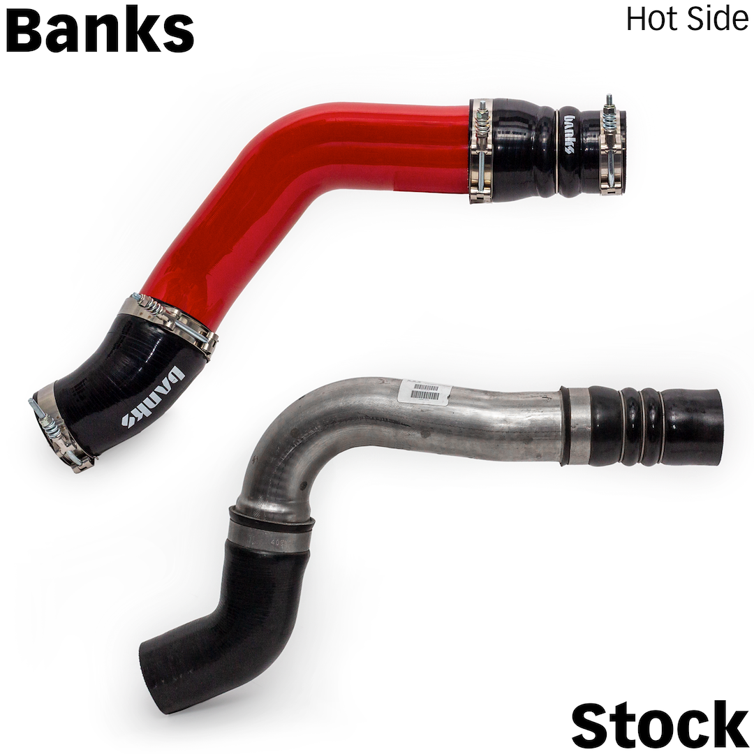 Banks Turbocharger Intercooler Pipe, Monster ®, 3-1/2 Inch Diameter, Powder Coated, Red, Aluminized Steel – 26006-PC