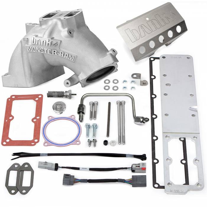 Banks Throttle Body Intake Elbow, 3-3/8 Inch Inlet, Four 1/8 Inch NPT Ports, Aluminum, Natural – 42797