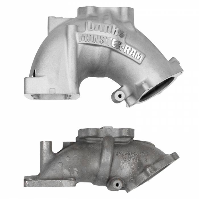 Banks Throttle Body Intake Elbow, 3-3/8 Inch Inlet, Four 1/8 Inch NPT Ports, Aluminum, Natural – 42797