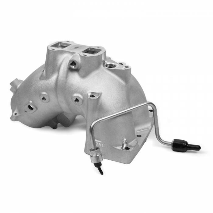 Banks Throttle Body Intake Elbow, 3-3/8 Inch Inlet, Four 1/8 Inch NPT Ports, Aluminum, Natural – 42797