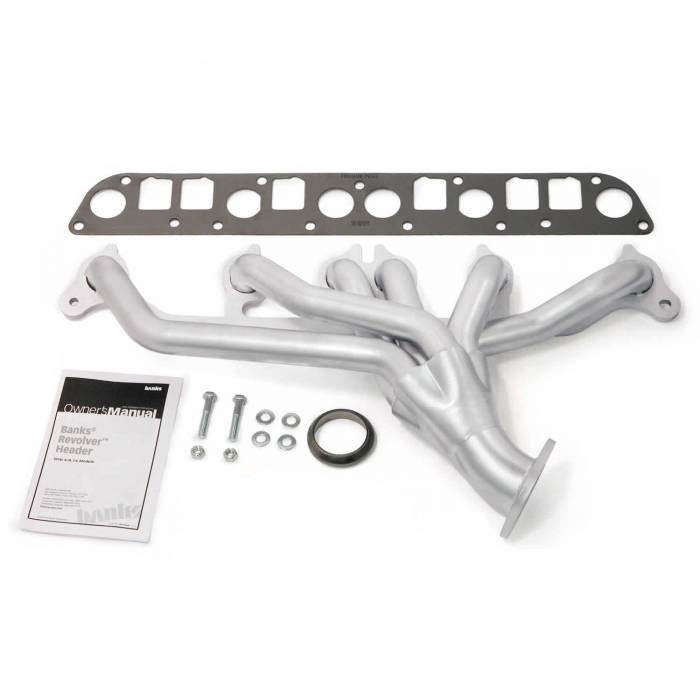 Banks Exhaust Header, Revolver, For Use with Jeep 4.0 Liter Engine, Shorty Style Headers, 1/2 Inch Thick Flanges, 409 Stainless Steel – 51327