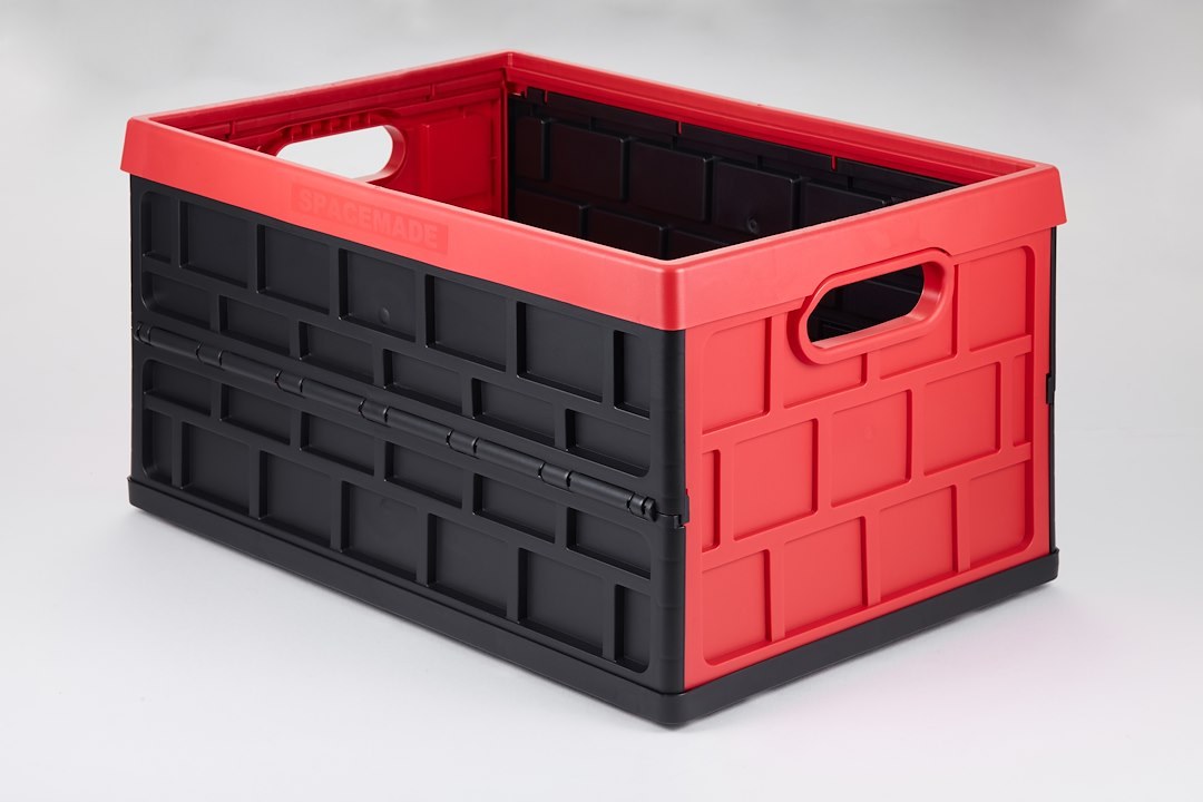 Big Ant Collapsible Container, Rectangular, 20.98 Inch Length X 14.01 Inch Width X 11.26 Inch Height, 12 Gallon, Red, Polypropylene – 4612R