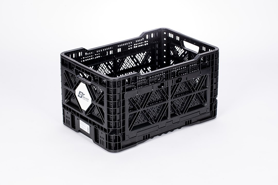 Big Ant Collapsible Container, Heavy Duty, 12.6 Gallon, Black, Stackable, With Open Window – IP54_O_BLK