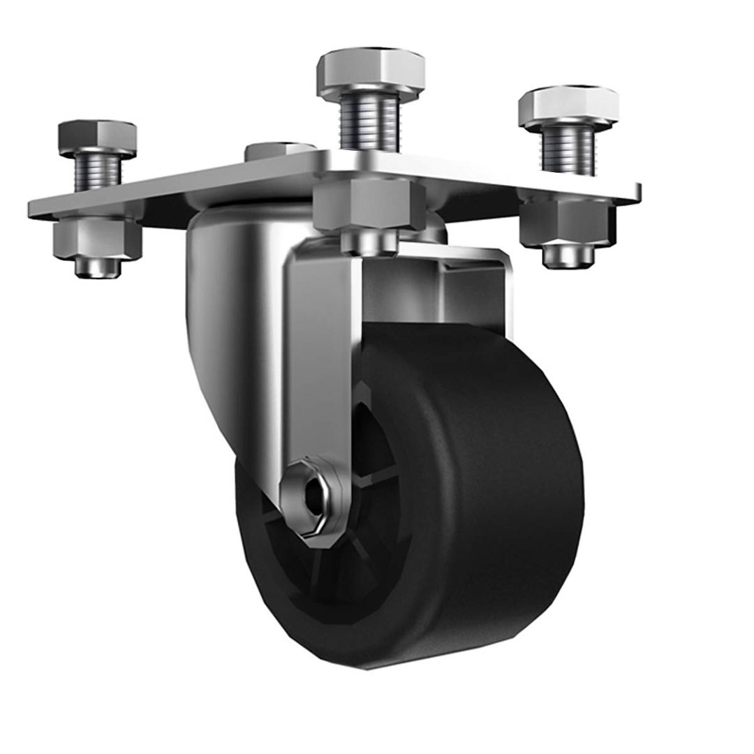 Big Ant Caster, Use with Collapsible Square Crate, 2 Inch Diameter, Polypropylene, Bolt-On Mount, Non-Lockable, Set of 4 – IP734/543 WLS