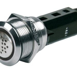 Bep Push Button Switch, Momentary Switch, 5 Amp, 12 Volt, Panel Mount, Black, Stainless Steel, Red LED Light Ring – 80-511-0009-00