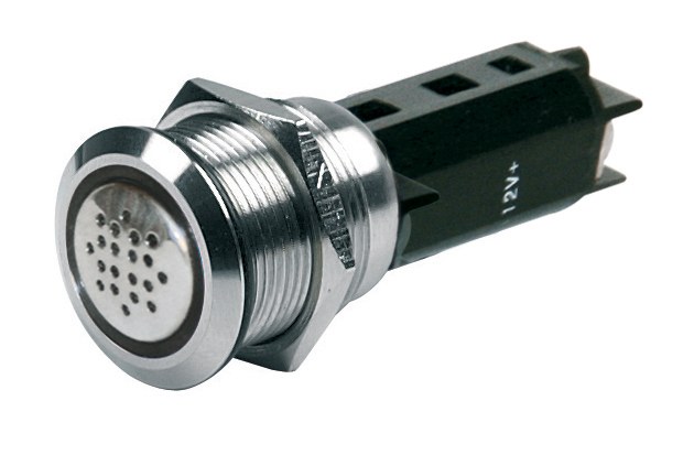 Bep Push Button Switch, Momentary Switch, 5 Amp, 12 Volt, Panel Mount, Black, Stainless Steel, Red LED Light Ring – 80-511-0009-00