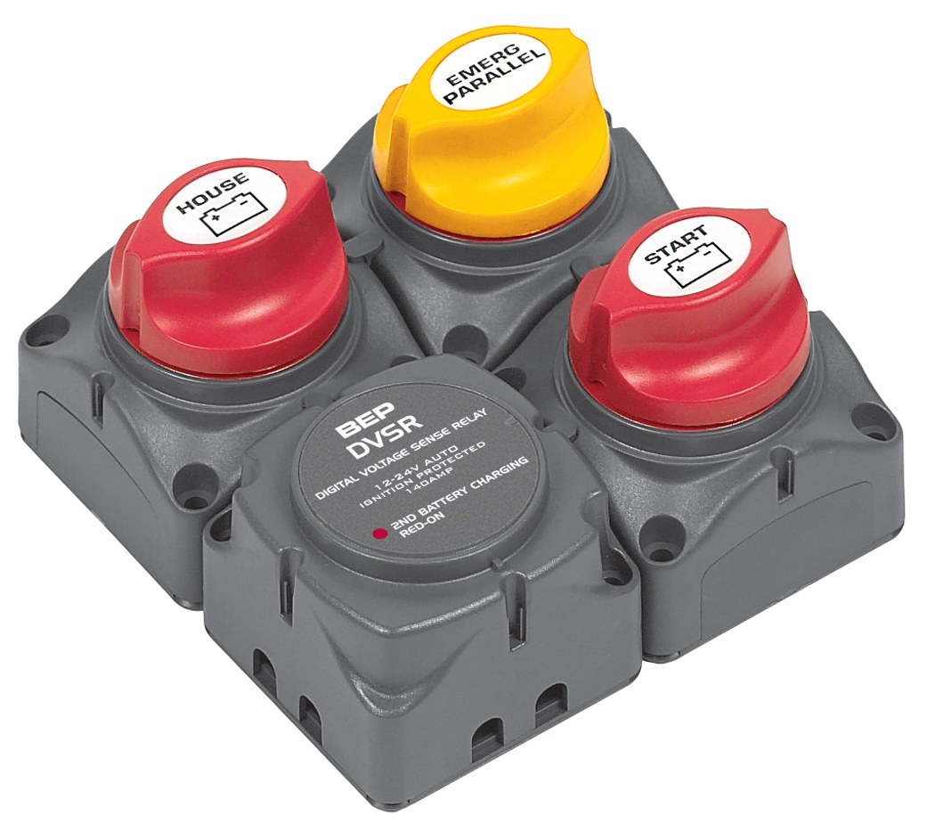 Bep Battery Disconnect Switch, For Use with Single Outboard Dual Battery Bank or Single Alternator Inboard Engine Dual Battery Bank – 716-SQ-140A-DVSR