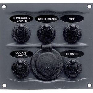 Bep Switch Panel, With 5 Switches, IN Line Fuses, Gray, 20 Amp, Waterproof – 900-5WPS