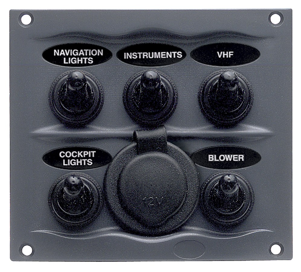 Bep Switch Panel, With 5 Switches, IN Line Fuses, Gray, 20 Amp, Waterproof – 900-5WPS