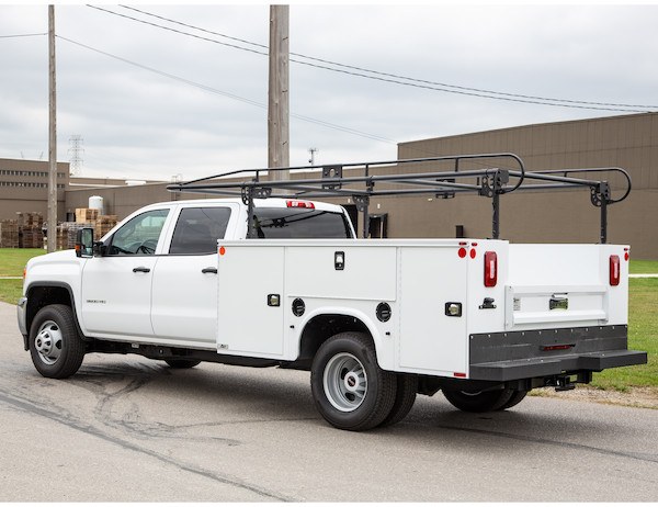 Buyers Products Ladder Rack, For Use on Service Body Vehicles, 13-1/2 Foot Length, Adjustable Height from 21 Inch to 31 Inch, 66 Inch Width – 1501250