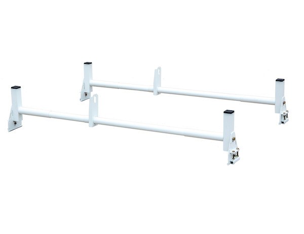 Buyers Products Ladder Rack, 600 Pound Capacity, Full Roof Gutter Mount, Multi-Fit for Domestic Cargo Vans, White, Powder Coated Steel – 1501310