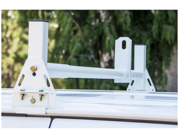 Buyers Products Ladder Rack, 600 Pound Capacity, Full Roof Gutter Mount, Multi-Fit for Domestic Cargo Vans, White, Powder Coated Steel – 1501310