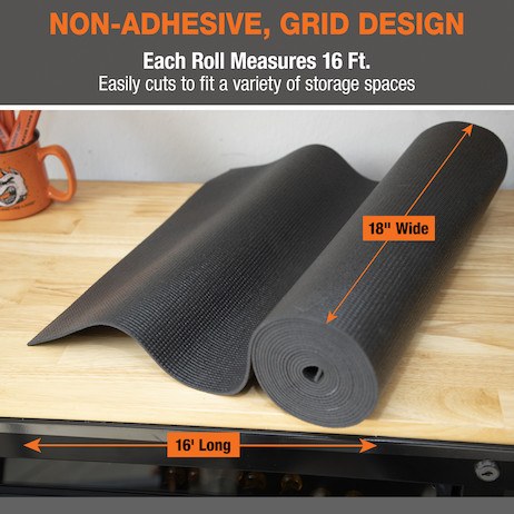 Buyers Products Utility Mat, Cut to Fit, For Truck Tool Box and Shelf Liner, 192 Inch Length X 18 Inch Width, Black, PVC – 1701062