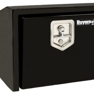 Buyers Products Tool Box, Underbody, 1 Recessed Drop Door, Smooth, Black, Steel, Slanted Back – 1703351