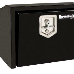 Buyers Products Tool Box, Underbody, 1 Recessed Drop Door, Smooth, Black, Steel, Slanted Back – 1703352