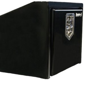 Buyers Products Tool Box, Underbody, 1 Recessed Drop Door, Smooth, Black, Steel, Slanted Back – 1703352