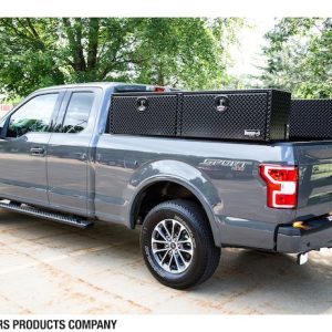 Buyers Products Tool Box, Topsider, 2 Recessed Drop Door, Powder Coated Diamond Trend, Black, Aluminum – 1721551
