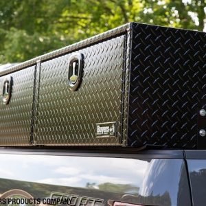 Buyers Products Tool Box, Topsider, 2 Recessed Drop Door, Powder Coated Diamond Trend, Black, Aluminum – 1721551