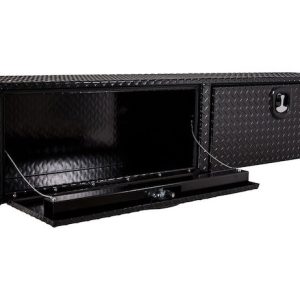 Buyers Products Tool Box, Topsider, 2 Recessed Drop Door, Diamond Tread, Gloss Black, Aluminum – 1721565