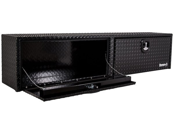 Buyers Products Tool Box, Topsider, 2 Recessed Drop Door, Diamond Tread, Gloss Black, Aluminum – 1721565