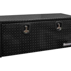 Buyers Products Tool Box, Underbody, 1 Recessed Drop Door, Powder Coat Diamond Tread, Black, Aluminum – 1725110