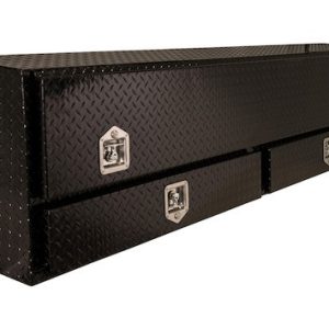 Buyers Products Tool Box, Topsider, Single Lid and 2 Drawers, Diamond Plate, Powder Coated, Black, Aluminum – 1725641
