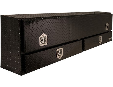 Buyers Products Tool Box, Topsider, Single Lid and 2 Drawers, Diamond Plate, Powder Coated, Black, Aluminum – 1725641